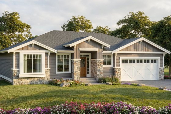 Exterior - Front Elevation for Farmhouse House Plan #1100-95 - 2 bed, 2 bath