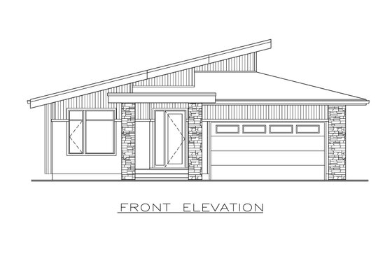 Exterior - Front Elevation 3 for Contemporary House Plan #1100-46 - 3 bed, 2 bath