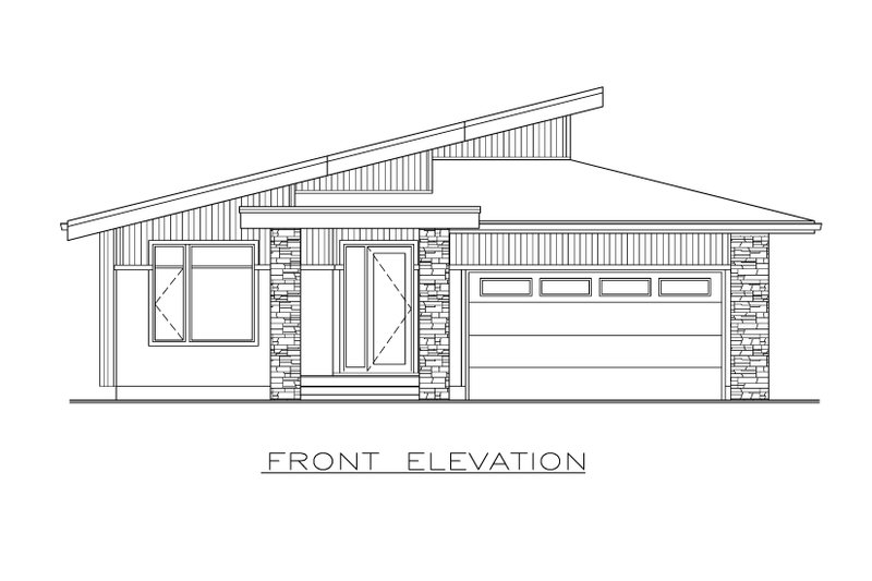 House Blueprint - Exterior - Front Elevation 3 for Contemporary House Plan #1100-46 - 3 bed, 2 bath