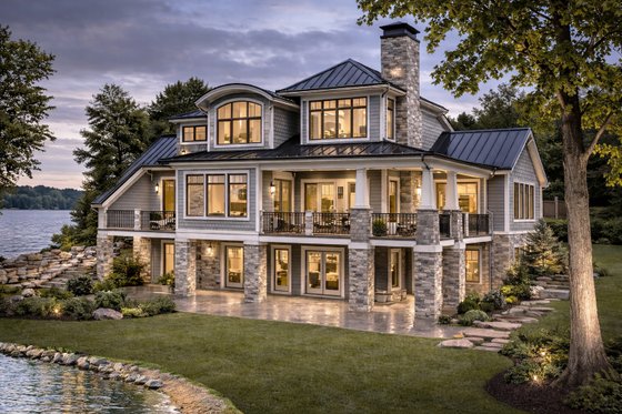 Exterior - Rear Elevation for Cottage House Plan #928-319 - 3 bed, 3 bath