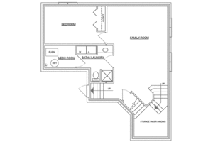 Floor Plan - Lower Floor for European House Plan #409-106 - 3 bed, 2 bath