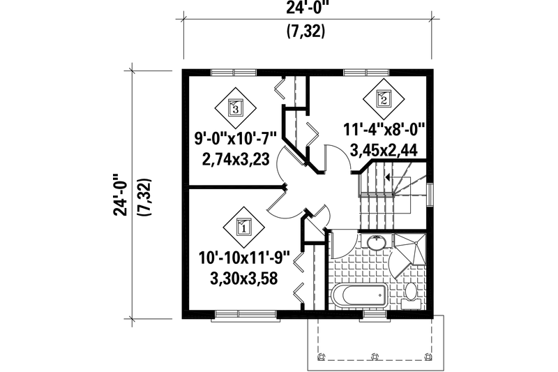 Dream House Plan - Floor Plan - Upper Floor for Contemporary House Plan #25-4582 - 3 bed, 1 bath