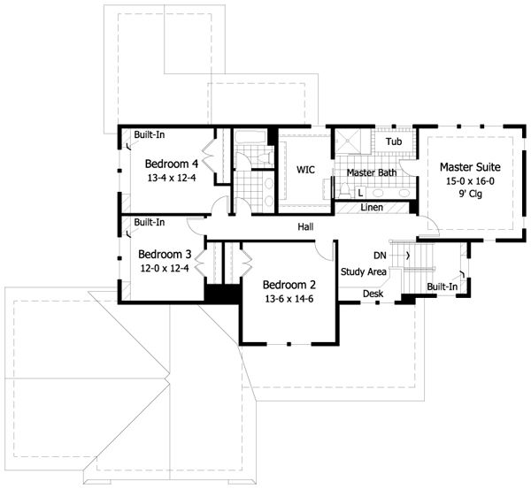 Traditional Floor Plan - Upper Floor Plan #51-445