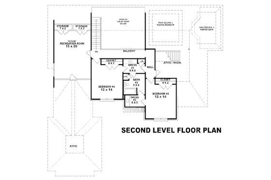Floor Plan - Upper Floor for European House Plan #81-13828 - 4 bed, 3 bath