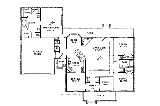 Floor Plan - Main Floor for Country House Plan #14-110 - 3 bed, 2.5 bath