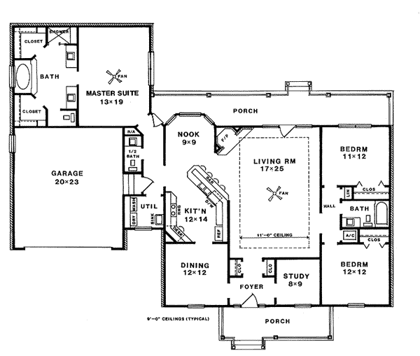 House Design - Country Floor Plan - Main Floor Plan #14-110