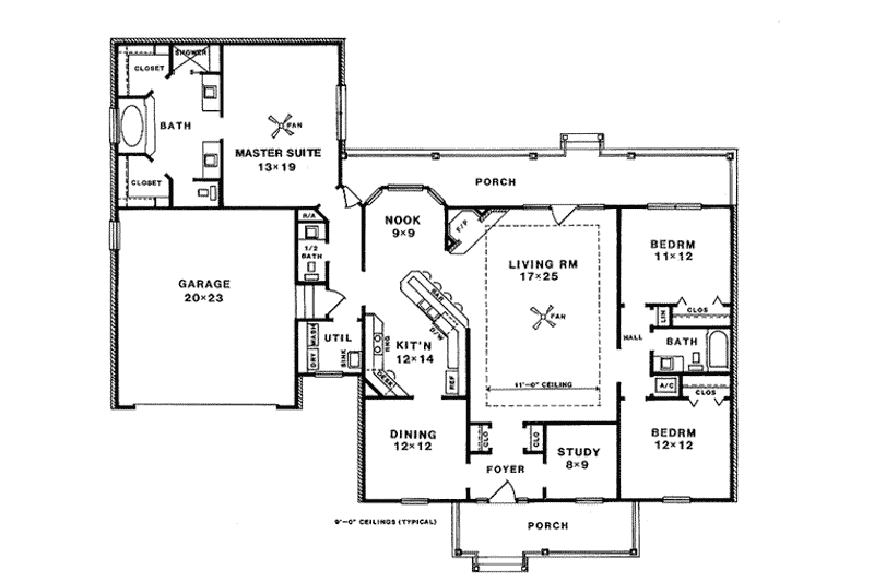 Dream House Plan - Floor Plan - Main Floor for Country House Plan #14-110 - 3 bed, 2.5 bath