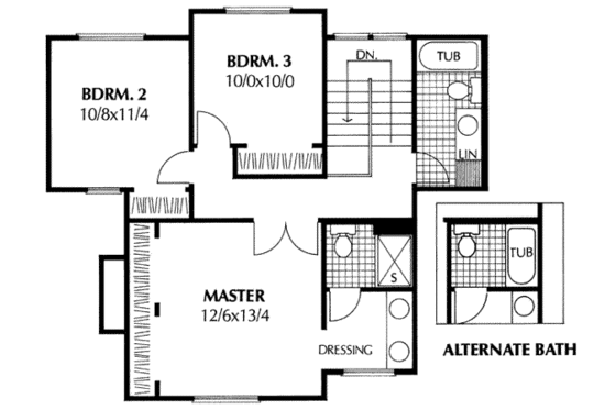 Floor Plan - Upper Floor for Country House Plan #85-209 - 3 bed, 2.5 bath