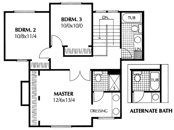 Country Floor Plan - Upper Floor Plan #85-209