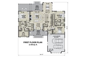 Floor Plan - Main Floor for Farmhouse House Plan #51-1164 - 3 bed, 2.5 bath