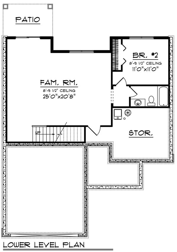 Architectural House Design - Craftsman Floor Plan - Lower Floor Plan #70-1213