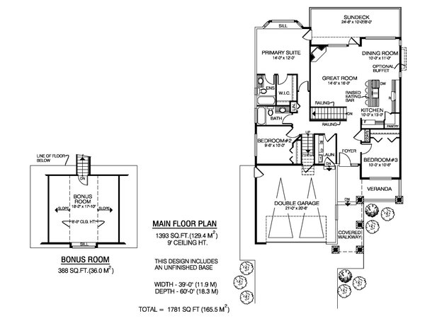 House Plan Design - Floor Plan - Main Floor for Craftsman House Plan #1100-185 - 3 bed, 2 bath