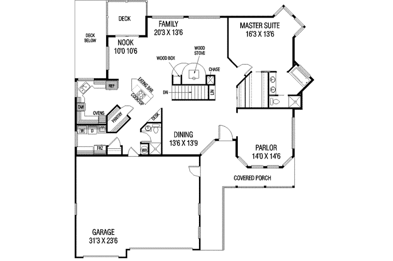 House Plan Design - Floor Plan - Main Floor for Ranch House Plan #60-487 - 4 bed, 4 bath
