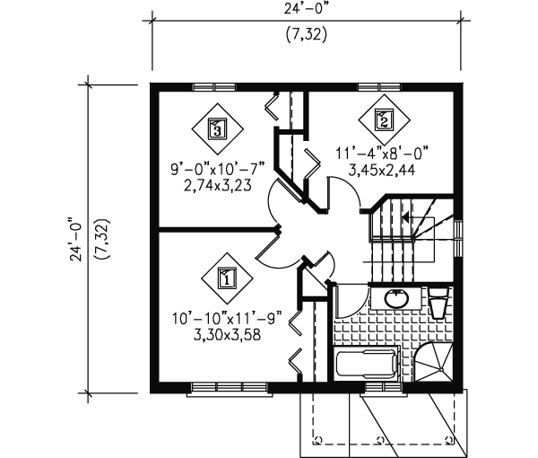 European Floor Plan - Upper Floor Plan #25-4006