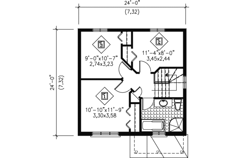Dream House Plan - Floor Plan - Upper Floor for European House Plan #25-4006 - 3 bed, 1.5 bath