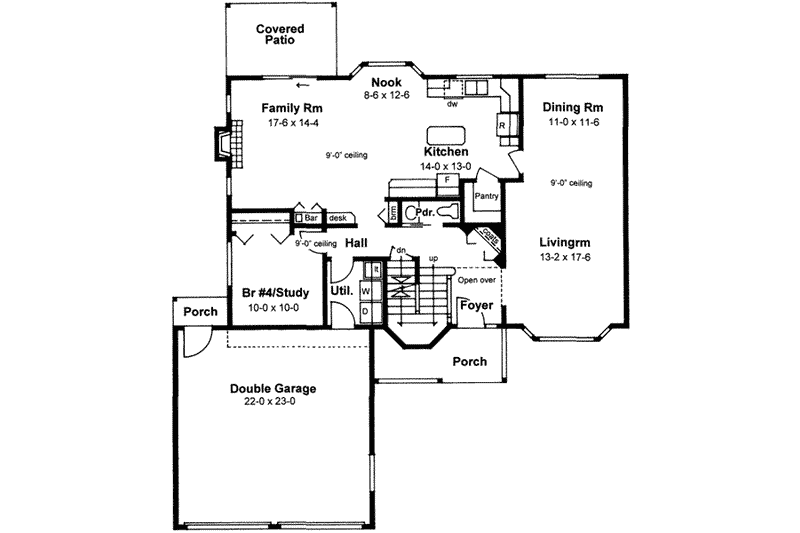 Home Plan - Floor Plan - Main Floor for European House Plan #126-120 - 4 bed, 2.5 bath