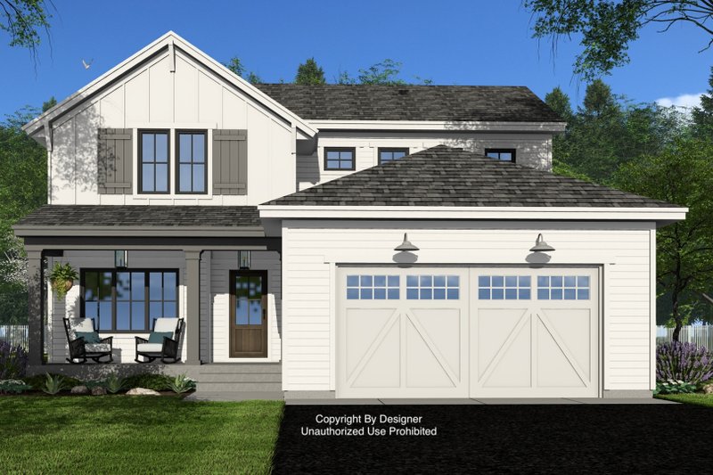 House Blueprint - Farmhouse Exterior - Front Elevation Plan #51-1374