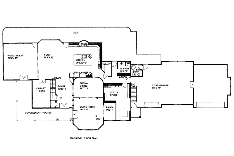 Dream House Plan - Floor Plan - Main Floor for Craftsman House Plan #117-684 - 5 bed, 5 bath