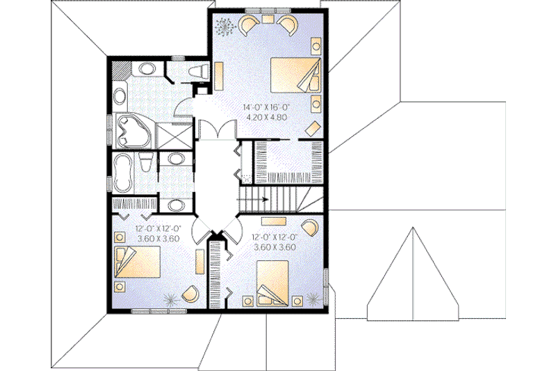 Architectural House Design - Floor Plan - Upper Floor for Country House Plan #23-384 - 3 bed, 2.5 bath
