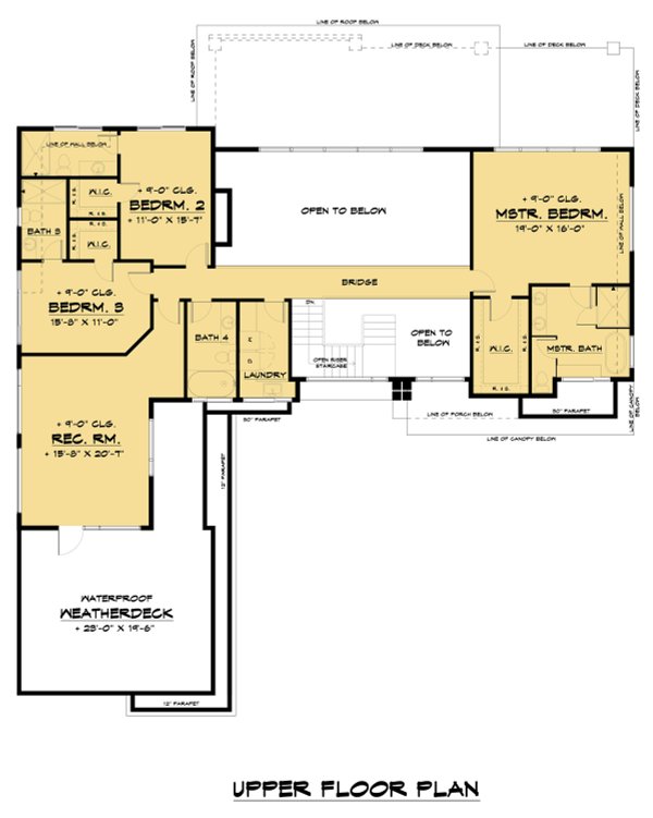 House Design - Contemporary Floor Plan - Upper Floor Plan #1066-110