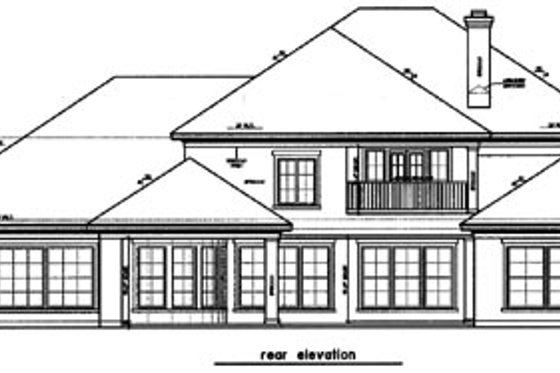 Exterior - Rear Elevation for European House Plan #411-486 - 4 bed, 3.5 bath