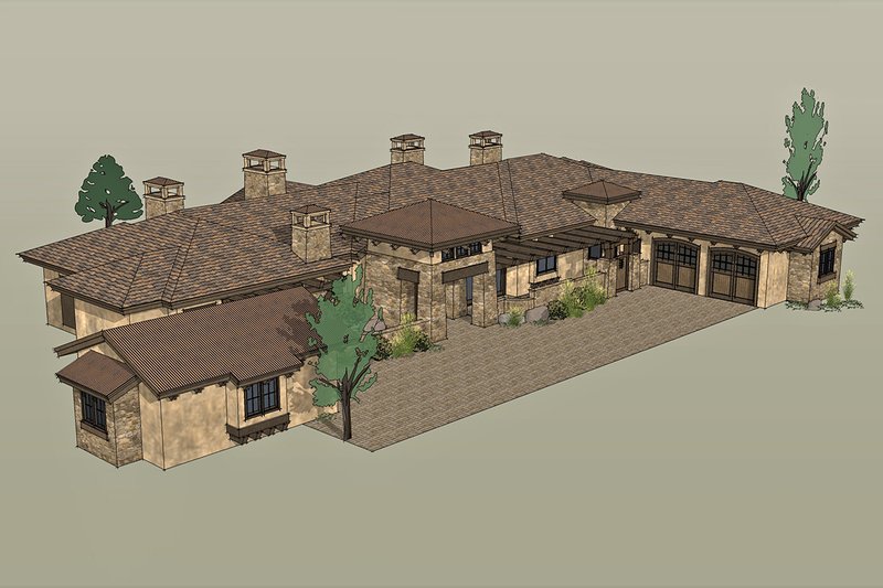 Home Plan - Exterior - Front Elevation 5 for Mediterranean House Plan #892-31 - 3 bed, 3.5 bath