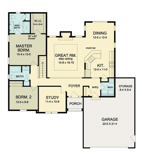 House Design - Ranch Floor Plan - Main Floor Plan #1010-29
