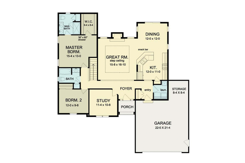 Dream House Plan - Floor Plan - Main Floor for Ranch House Plan #1010-29 - 2 bed, 2 bath