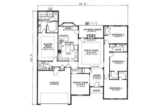 Floor Plan - Main Floor for European House Plan #17-2695 - 4 bed, 2 bath