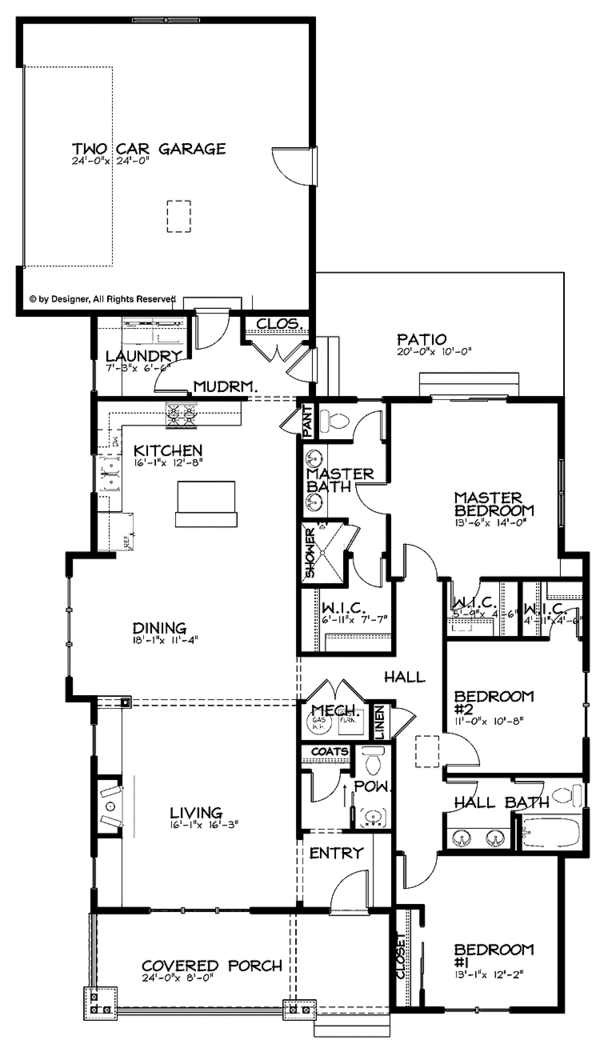 Craftsman Floor Plan - Main Floor Plan #895-68