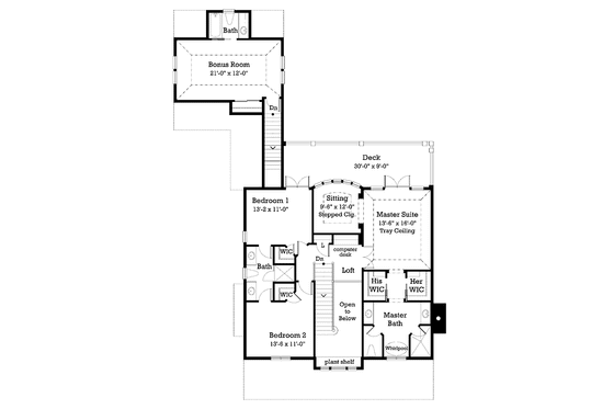 Floor Plan - Upper Floor for Classical House Plan #930-211 - 3 bed, 2.5 bath