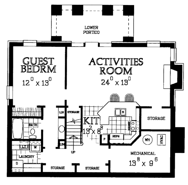House Blueprint - Classical Floor Plan - Lower Floor Plan #72-978