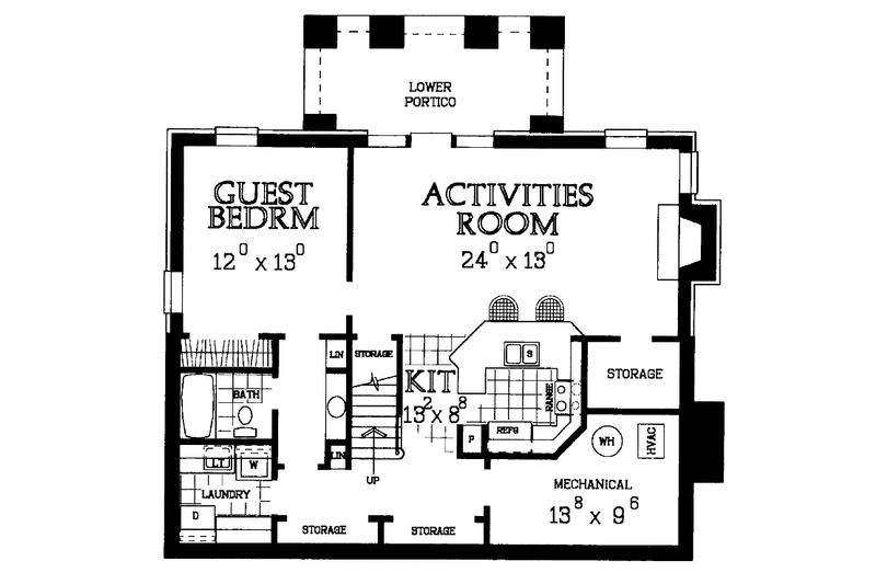 House Design - Floor Plan - Lower Floor for Classical House Plan #72-978 - 3 bed, 2.5 bath