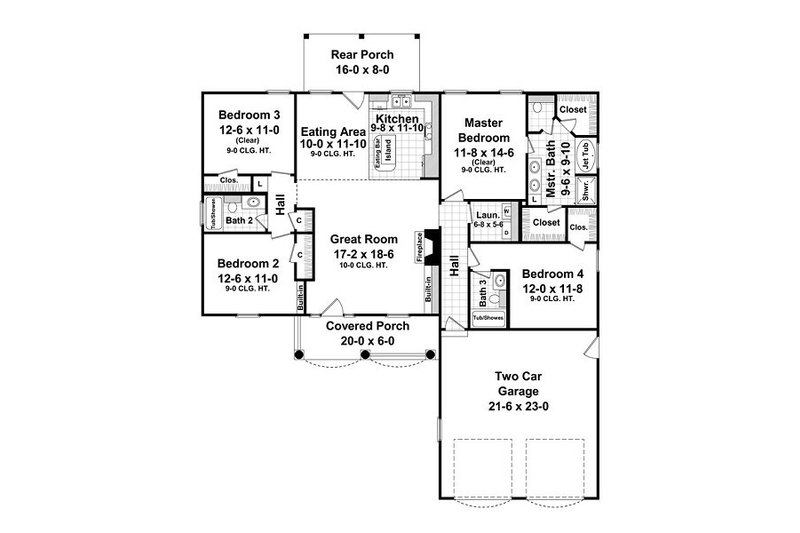 Architectural House Design - Floor Plan - Main Floor for European House Plan #21-214 - 4 bed, 3 bath