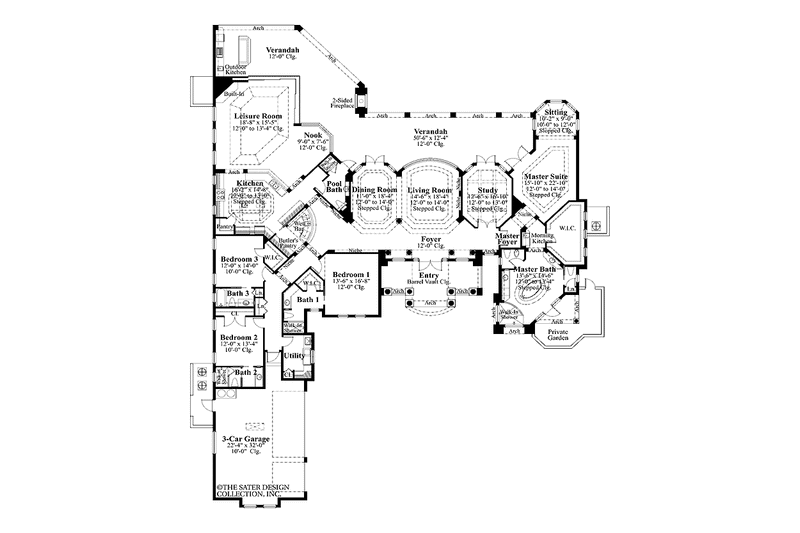 Home Plan - Floor Plan - Main Floor for Mediterranean House Plan #930-417 - 4 bed, 5 bath
