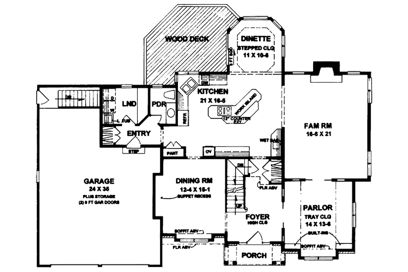 House Blueprint - Floor Plan - Main Floor for Traditional House Plan #328-168 - 3 bed, 2.5 bath