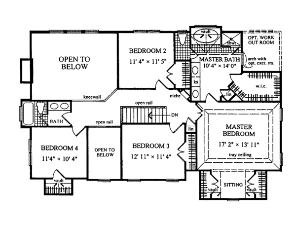 Dream House Plan - Traditional Floor Plan - Upper Floor Plan #54-248