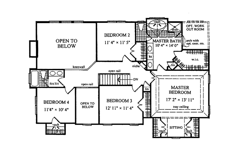Dream House Plan - Floor Plan - Upper Floor for Traditional House Plan #54-248 - 4 bed, 2.5 bath