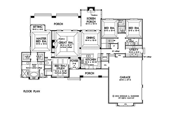 Floor Plan - Main Floor for Craftsman House Plan #929-24 - 4 bed, 3 bath
