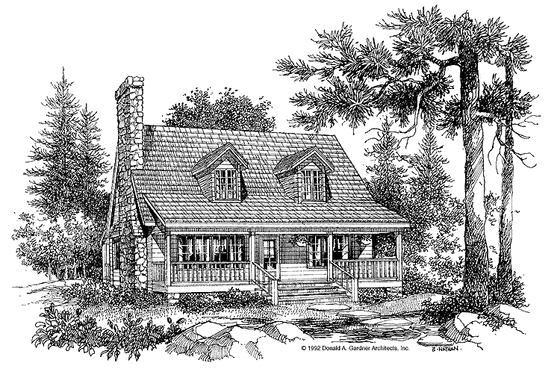 Exterior - Front Elevation 3 for Country House Plan #929-143 - 3 bed, 2 bath