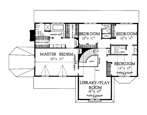 Architectural House Design - Craftsman Floor Plan - Upper Floor Plan #72-975