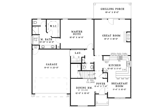 Floor Plan - Main Floor for Country House Plan #17-3091 - 4 bed, 2.5 bath