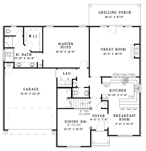 Architectural House Design - Country Floor Plan - Main Floor Plan #17-3091