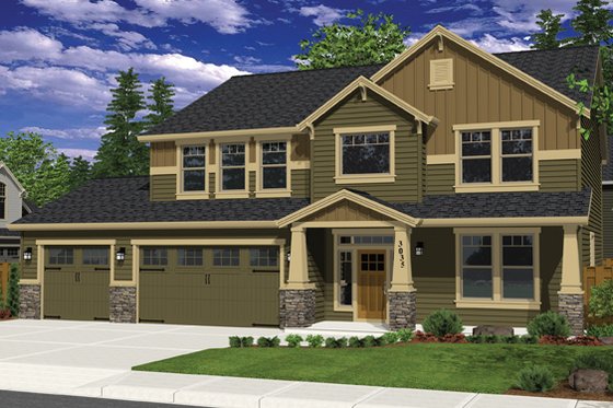 Exterior - Front Elevation 3 for Craftsman House Plan #943-36 - 3 bed, 2.5 bath