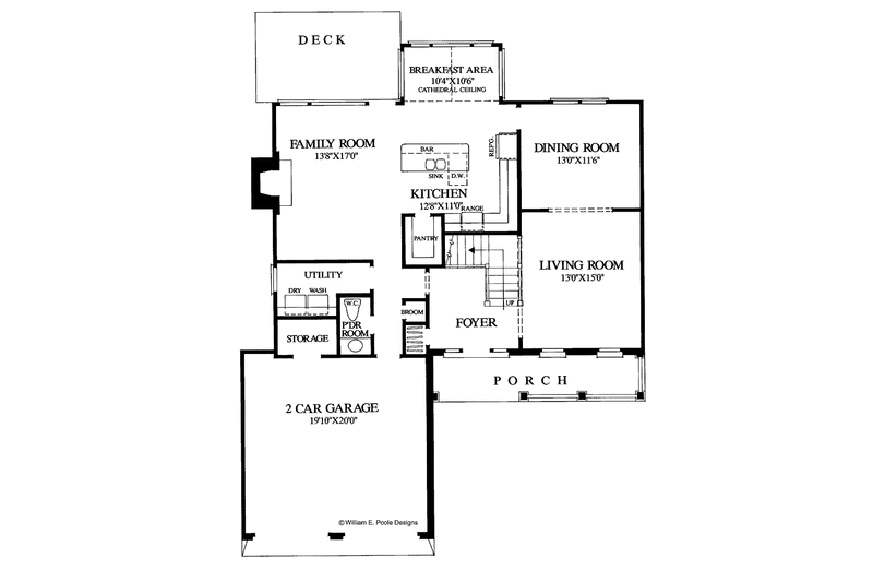 Home Plan - Floor Plan - Main Floor for Country House Plan #137-302 - 3 bed, 2.5 bath