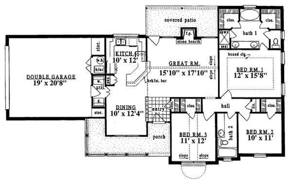 House Design - Country Floor Plan - Main Floor Plan #42-590