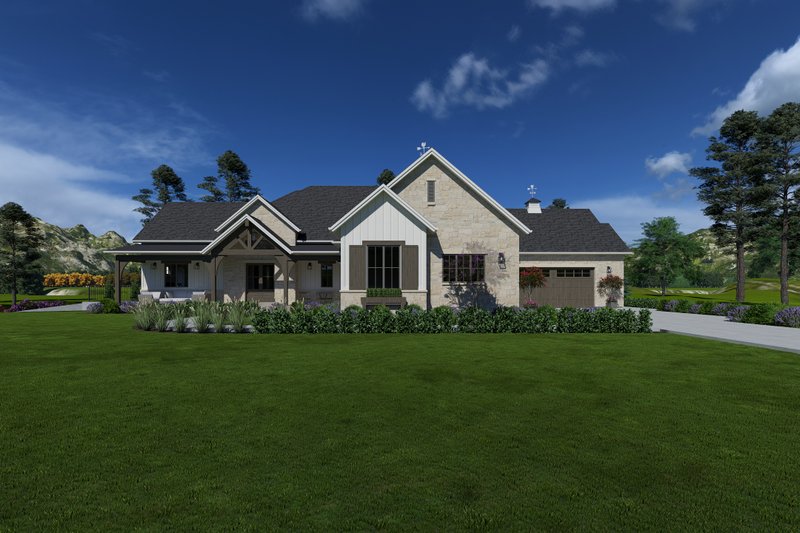 House Blueprint - Farmhouse Exterior - Front Elevation Plan #1069-43