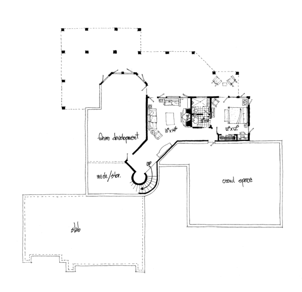 Architectural House Design - Ranch Floor Plan - Lower Floor Plan #942-35