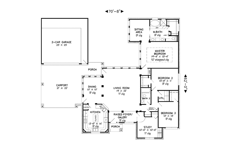Home Plan - Floor Plan - Main Floor for Country House Plan #968-5 - 3 bed, 2 bath