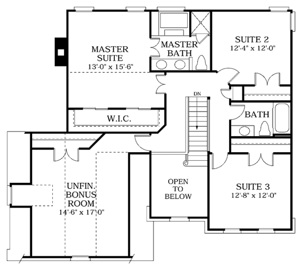House Blueprint - Colonial Floor Plan - Upper Floor Plan #453-130